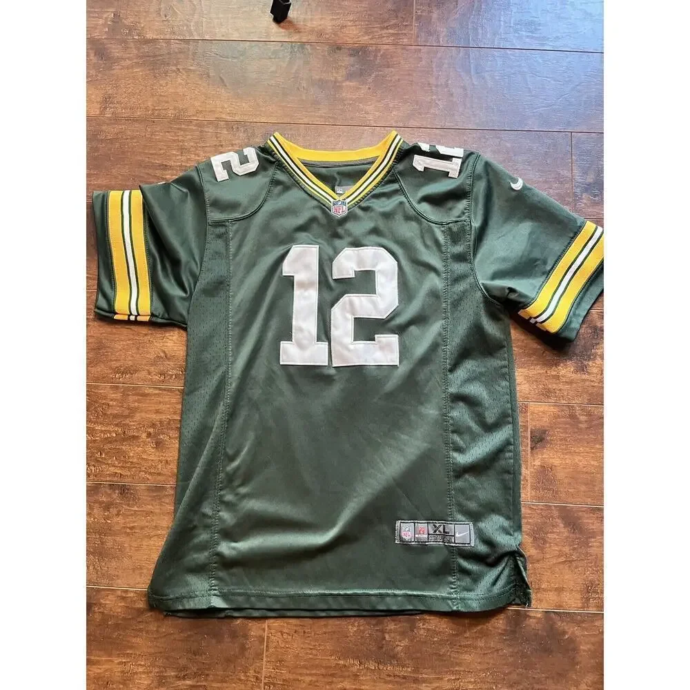 Green Bay Packers Jersey Youth XL Green #12 Aaron Rodgers Stitched Nike Football